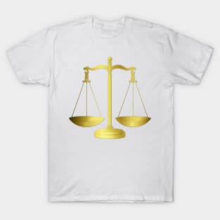 Gold Scales of Justice on White Keeping Law and Order T-Shirt